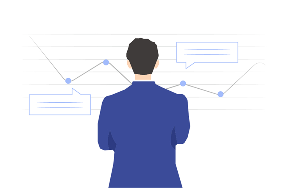 経営状況を分析する男性のイラスト